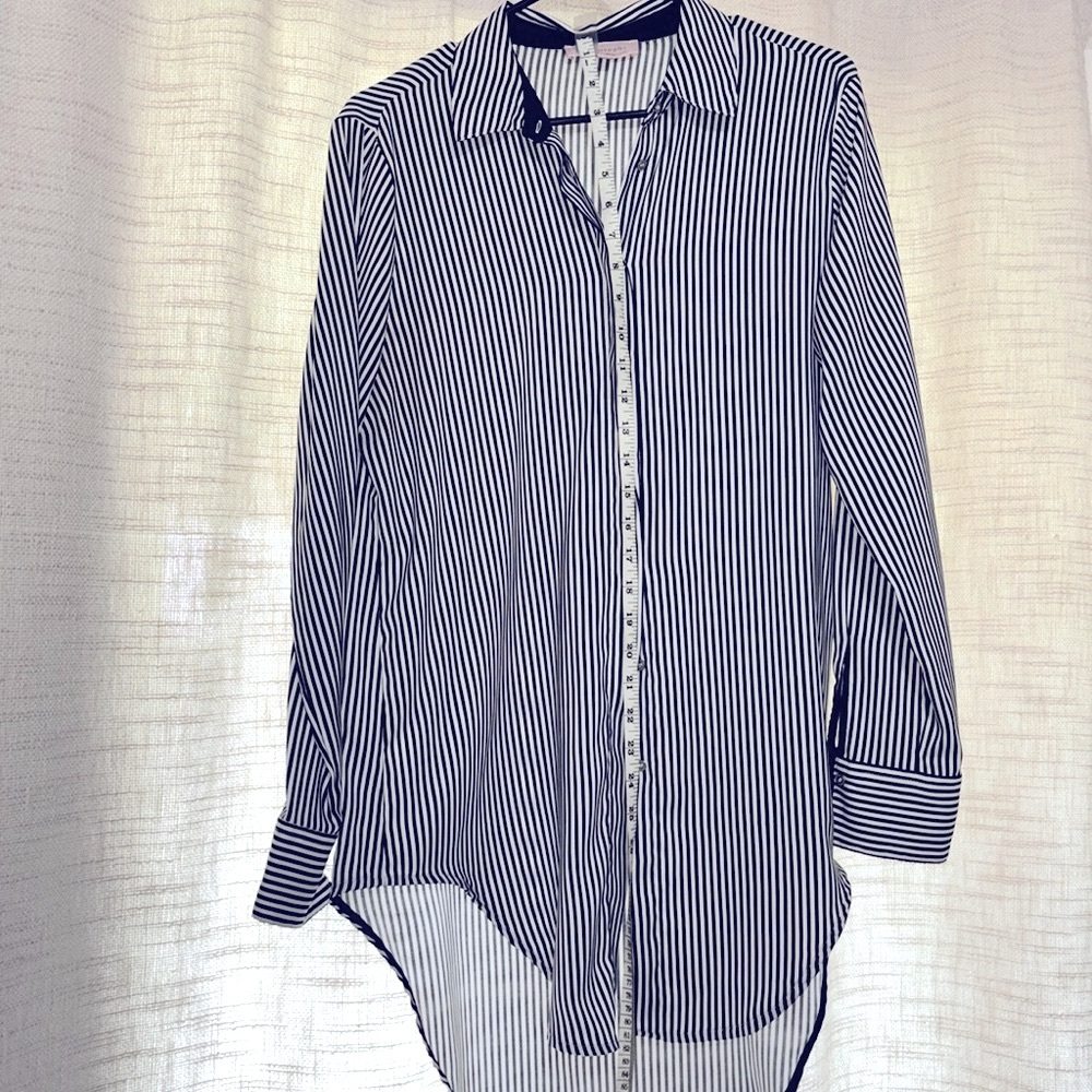 Medium Philosophy navy white stripe button down blouse